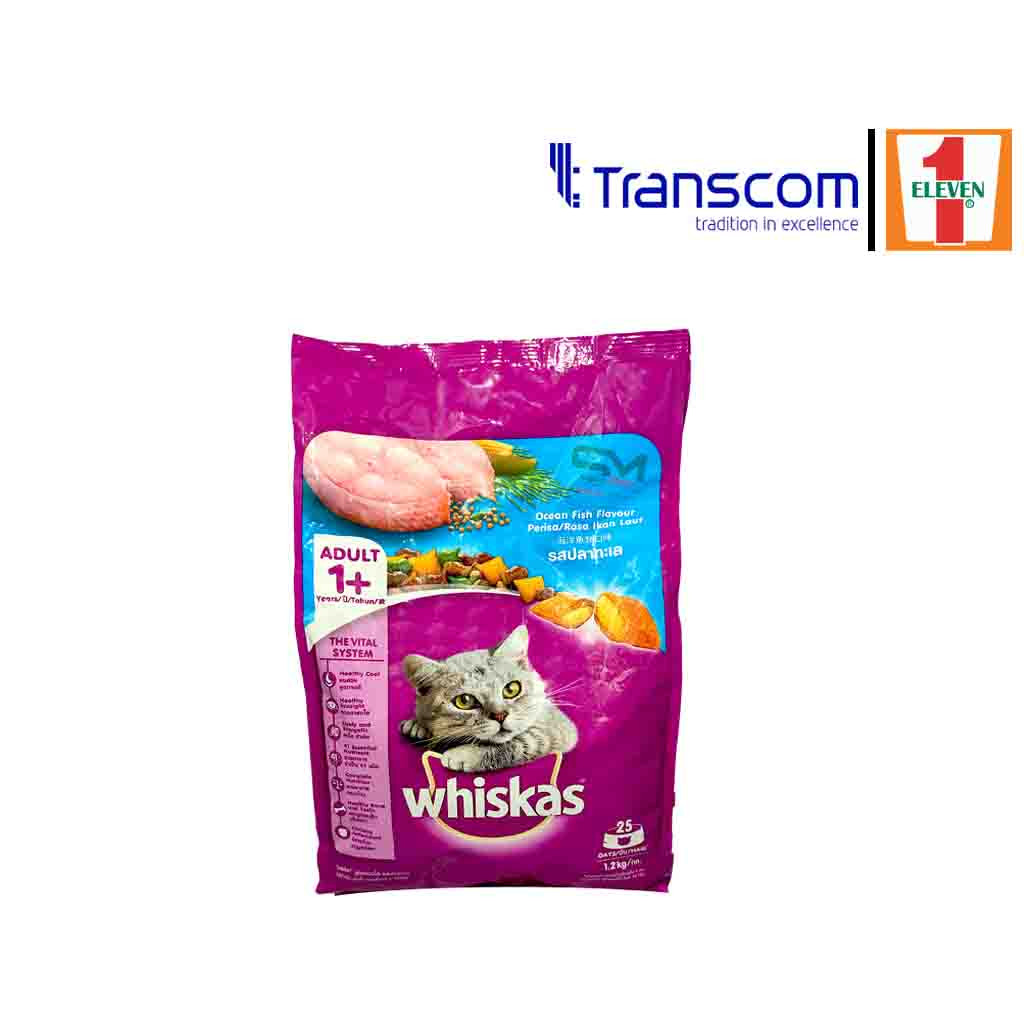 Whiskas ocean Fish Flavour perisa Ikan Laut Adult (1+years)1.2 kg