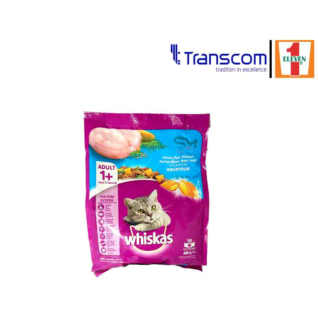 Whiskas ocean Fish Flavour perisa Ikan Laut Adult (1+years)480 gm